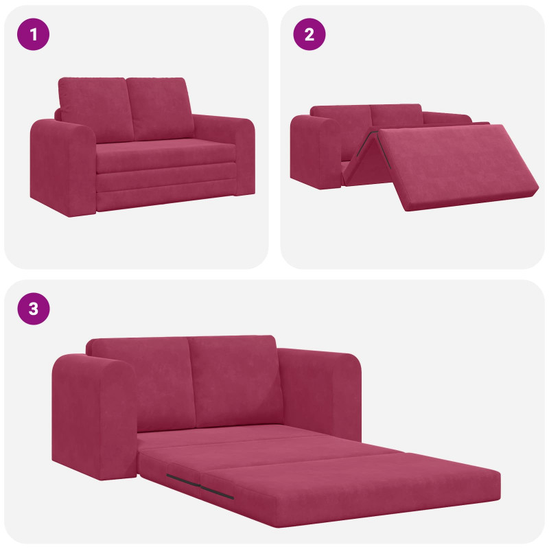 Sofa Bed 60cm Czerwone wino Aksamit