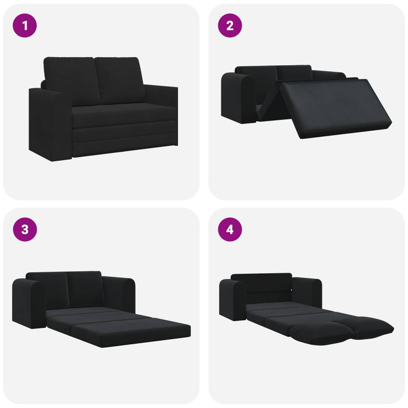Sofa Bed 60cm Czarny Aksamit