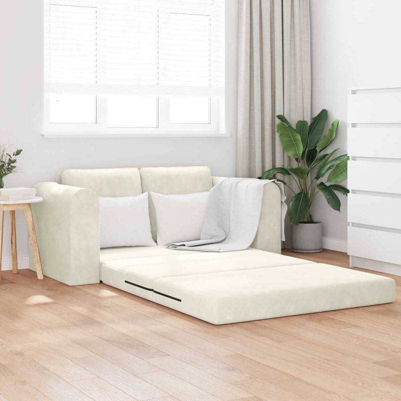 Sofa Bed 60cm Kremowy Aksamit