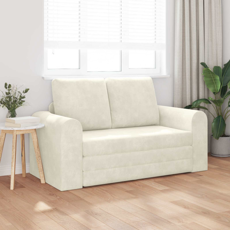 Sofa Bed 60cm Kremowy Aksamit