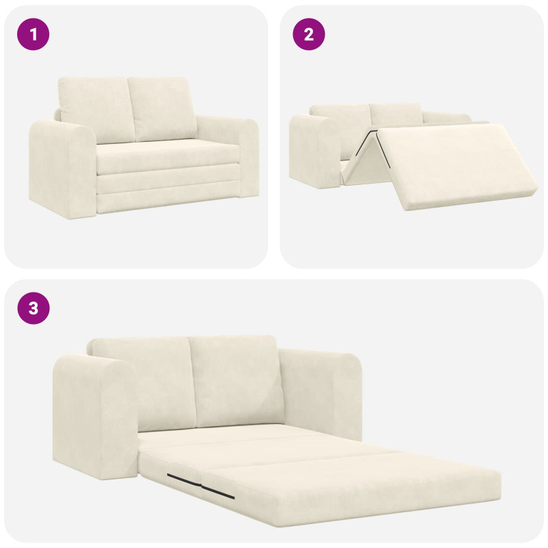 Sofa Bed 60cm Kremowy Aksamit
