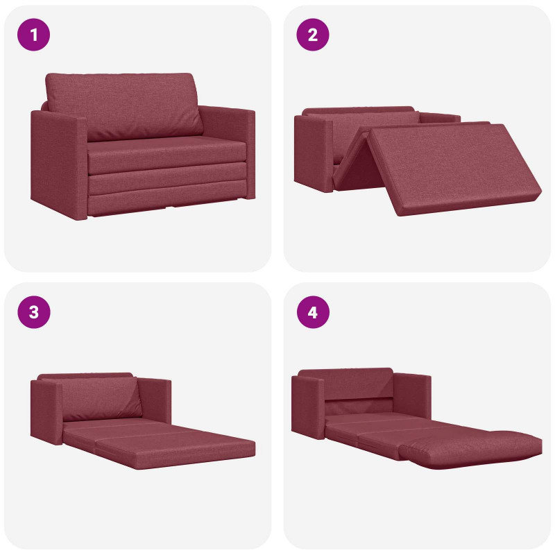 Sofa Bed 110cm Czerwone wino tkanina