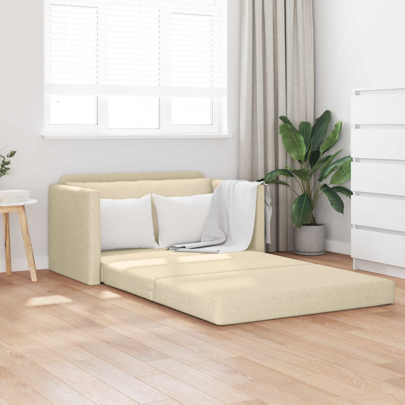 Sofa Bed 110cm Kremowy tkanina