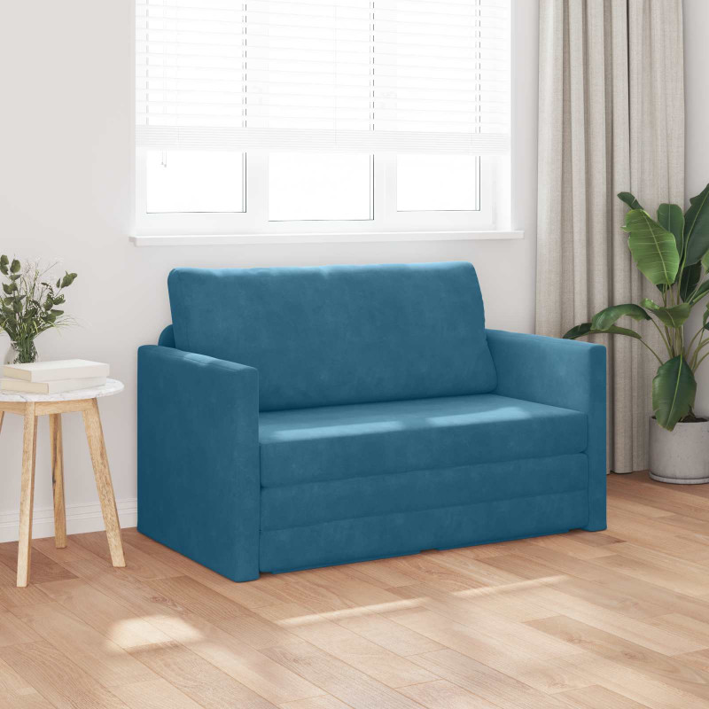 Sofa Bed 110cm Niebieski Aksamit