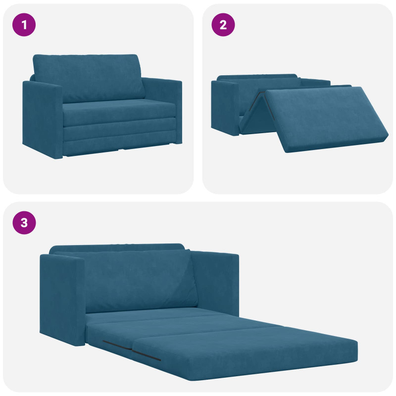 Sofa Bed 110cm Niebieski Aksamit