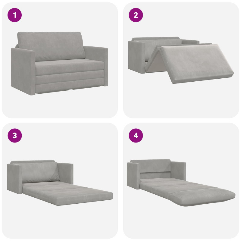 Sofa Bed 110cm Jasnoszary Aksamit