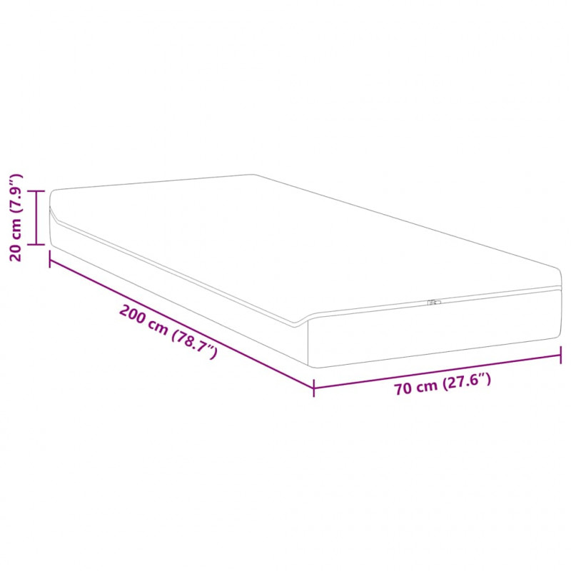 Materac Biały i szary 70 x 200 cm Tkanina żakardowa