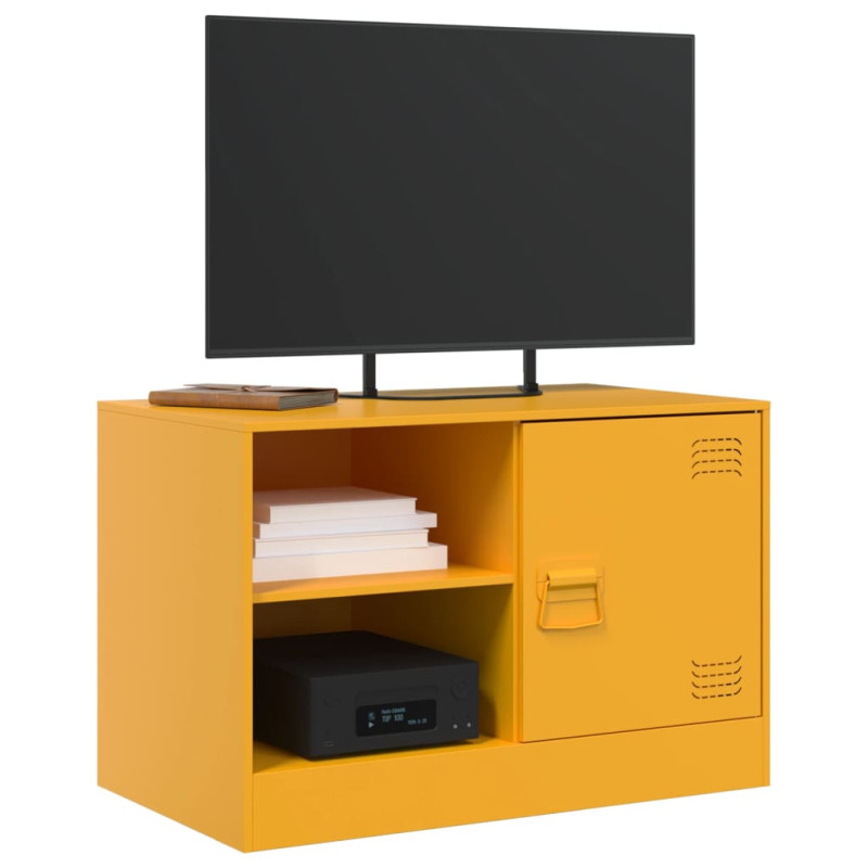 Szafki pod telewizor, 2 szt., musztardowe, 67x39x44 cm, stalowe