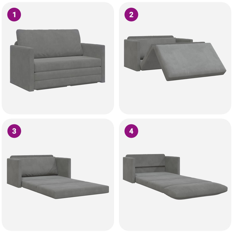 Sofa Bed 110cm Ciemnoszary Aksamit