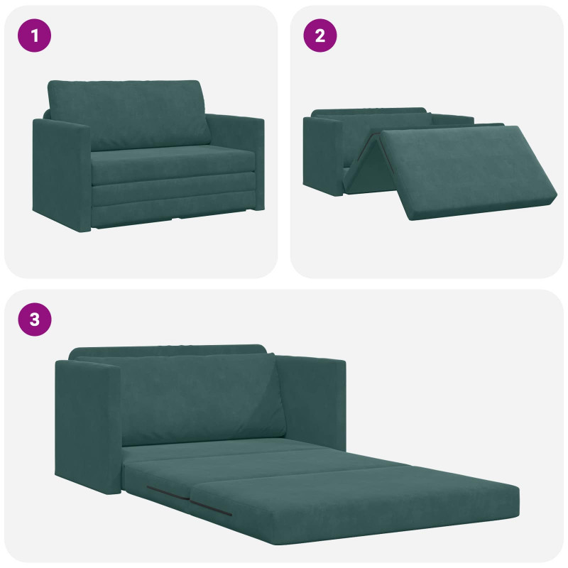 Sofa Bed 110cm Ciemna zieleń Aksamit