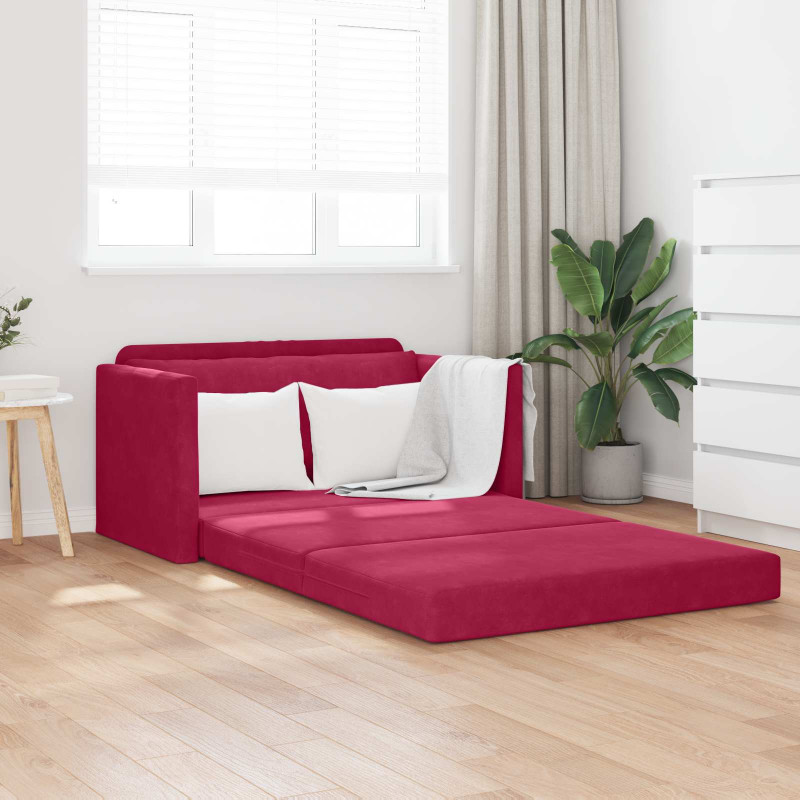 Sofa Bed 110cm Czerwone wino Aksamit