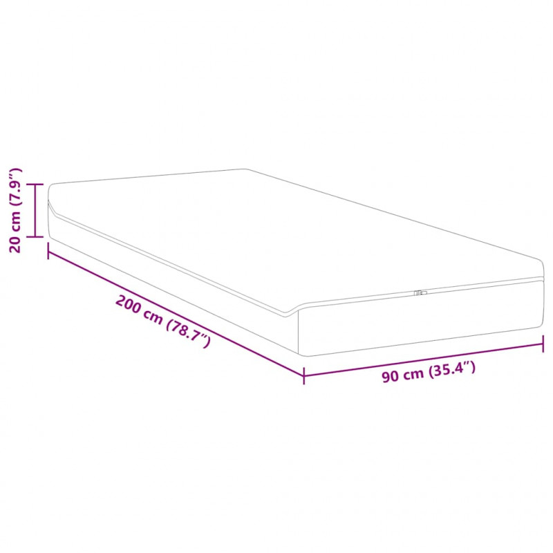 Materac Biały i szary 90 x 200 cm Tkanina żakardowa