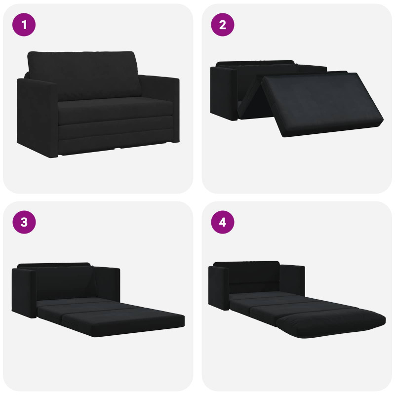 Sofa Bed 110cm Czarny Aksamit
