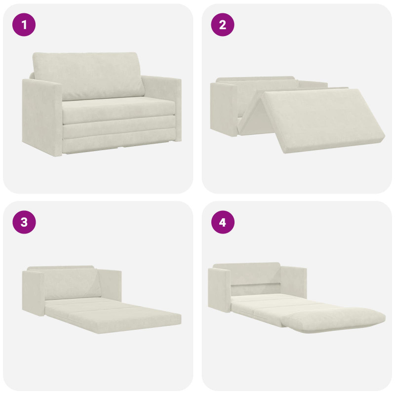 Sofa Bed 110cm Kremowy Aksamit