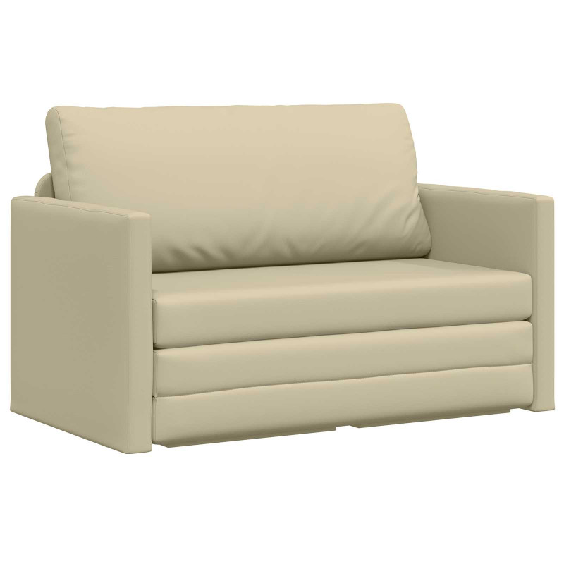 Sofa Bed 110cm Kremowy Sztuczna skóra