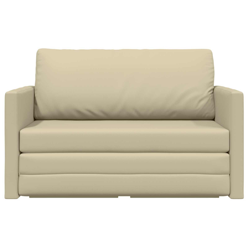 Sofa Bed 110cm Kremowy Sztuczna skóra
