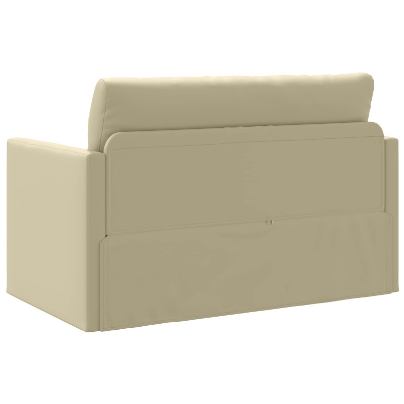 Sofa Bed 110cm Kremowy Sztuczna skóra