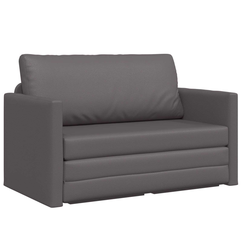 Sofa Bed 110cm Szary Sztuczna skóra