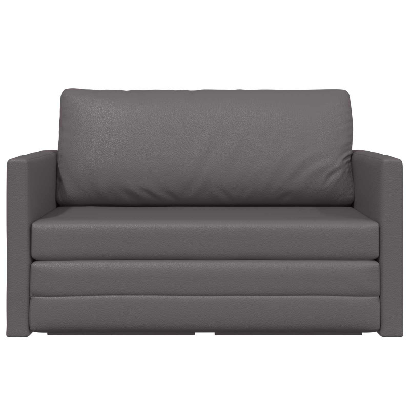 Sofa Bed 110cm Szary Sztuczna skóra