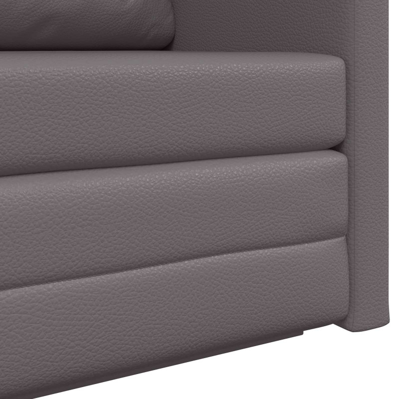 Sofa Bed 110cm Szary Sztuczna skóra
