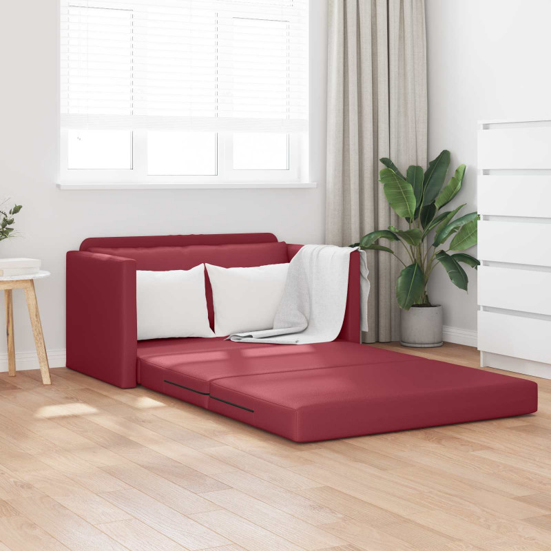 Sofa Bed 110cm Czerwone wino Sztuczna skóra