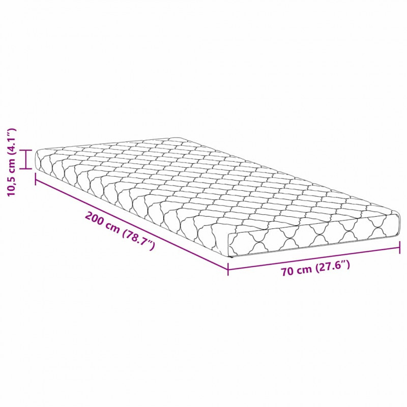 Materac Biały 70 x 200 cm Tkanina żakardowa