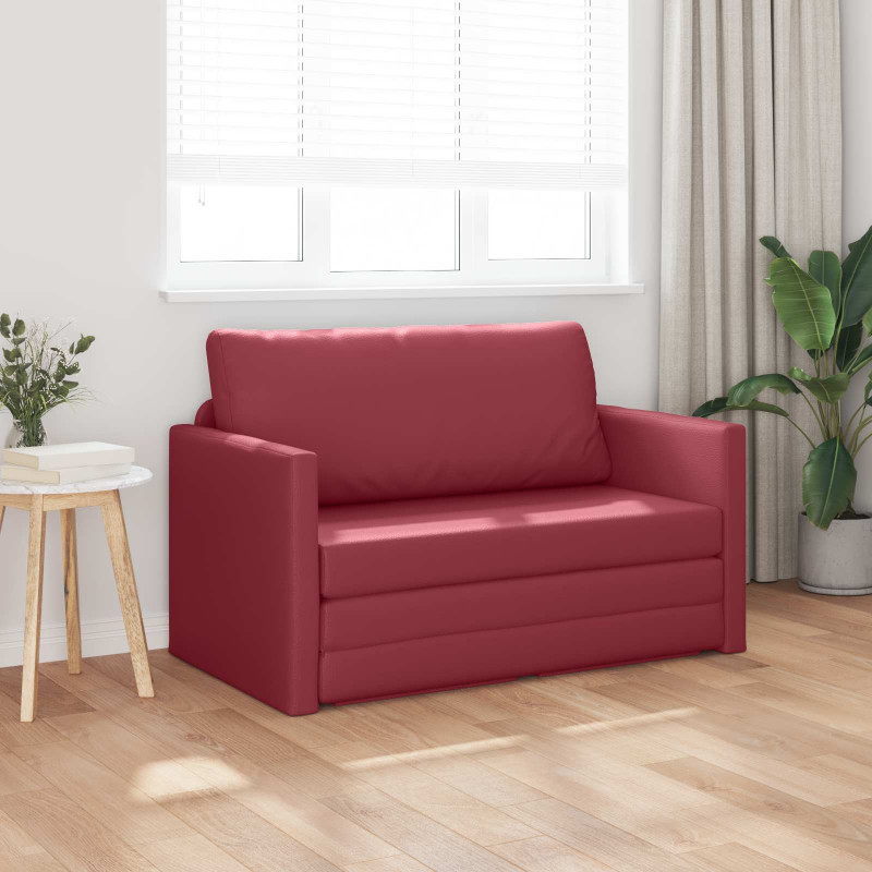 Sofa Bed 110cm Czerwone wino Sztuczna skóra