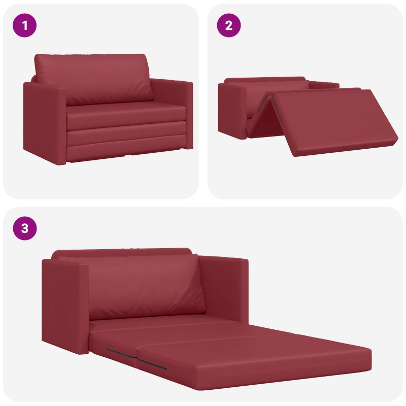 Sofa Bed 110cm Czerwone wino Sztuczna skóra