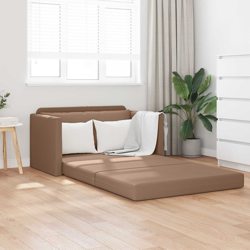 Sofa Bed 110cm Cappuccino Sztuczna skóra