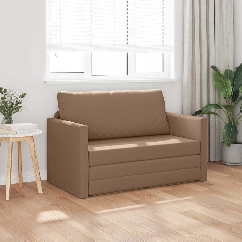 Sofa Bed 110cm Cappuccino Sztuczna skóra