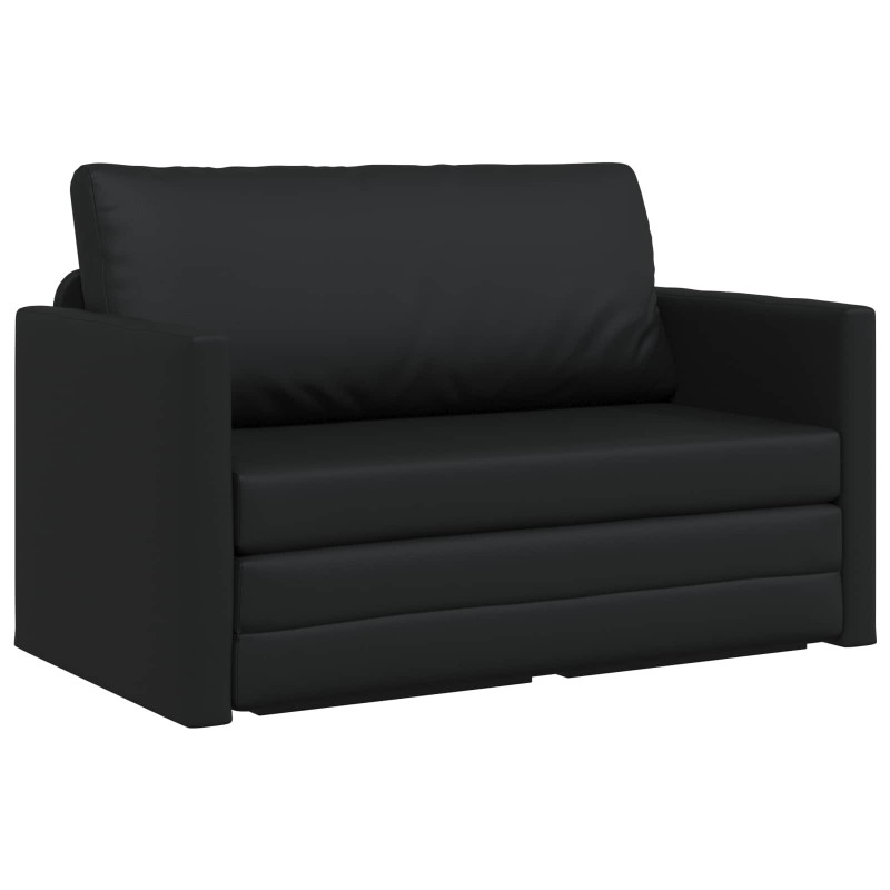 Sofa Bed 110cm Czarny Sztuczna skóra
