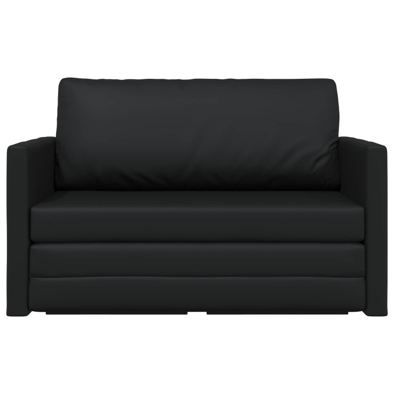 Sofa Bed 110cm Czarny Sztuczna skóra