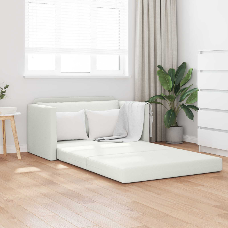 Sofa Bed 110cm Biały Sztuczna skóra