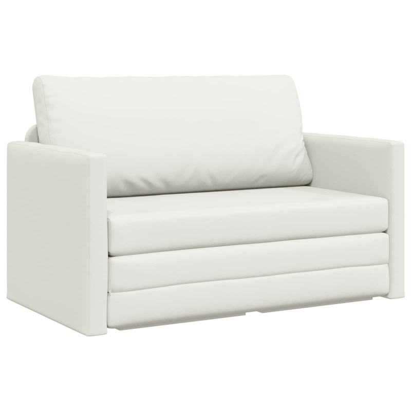 Sofa Bed 110cm Biały Sztuczna skóra