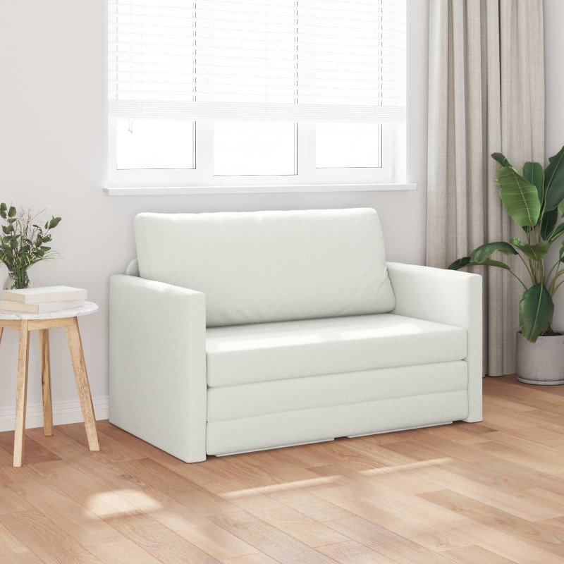 Sofa Bed 110cm Biały Sztuczna skóra