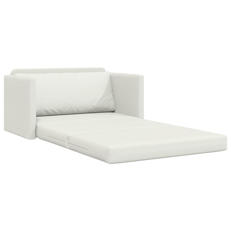 Sofa Bed 110cm Biały Sztuczna skóra