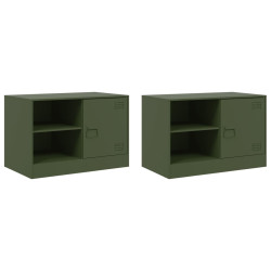 Szafki pod telewizor, 2 szt., oliwkowe, 67x39x44 cm, stalowe