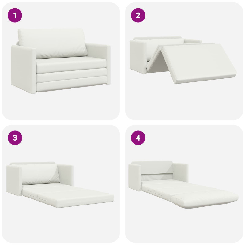 Sofa Bed 110cm Biały Sztuczna skóra
