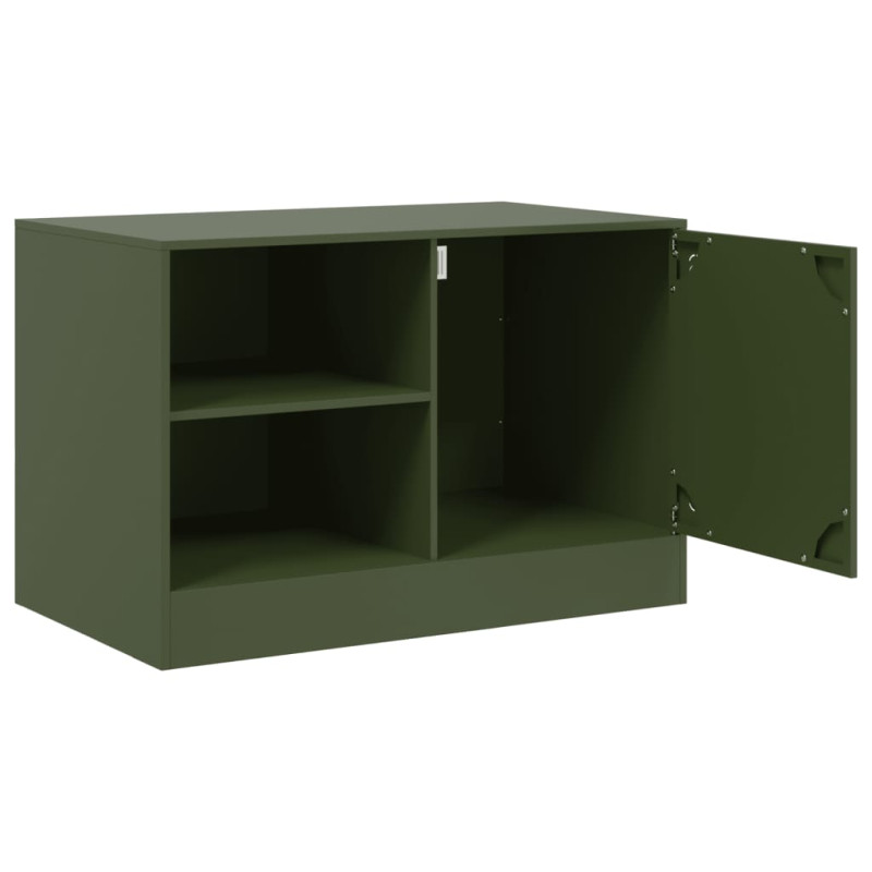 Szafki pod telewizor, 2 szt., oliwkowe, 67x39x44 cm, stalowe