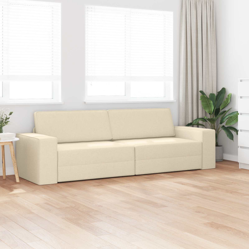 Sofa Bed 200cm Kremowy tkanina