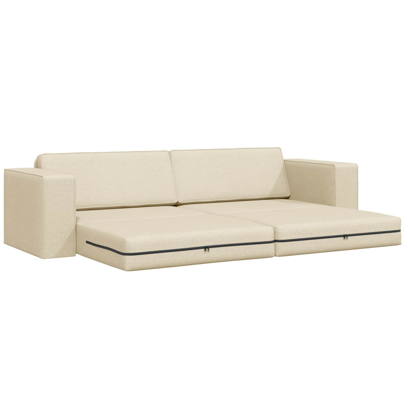 Sofa Bed 200cm Kremowy tkanina