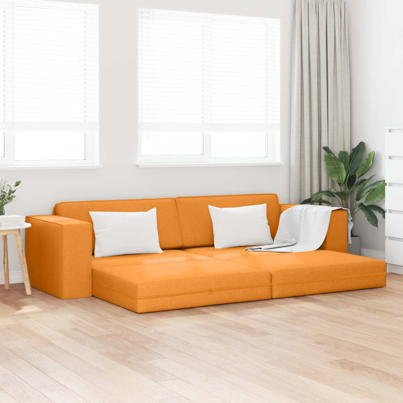 Sofa Bed 200cm Ciemny Żółty tkanina