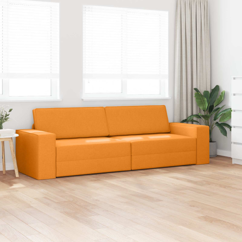 Sofa Bed 200cm Ciemny Żółty tkanina