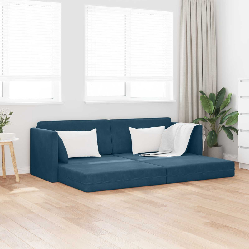 Sofa podłogowa z funkcją spania 200cm Niebieski Aksamit