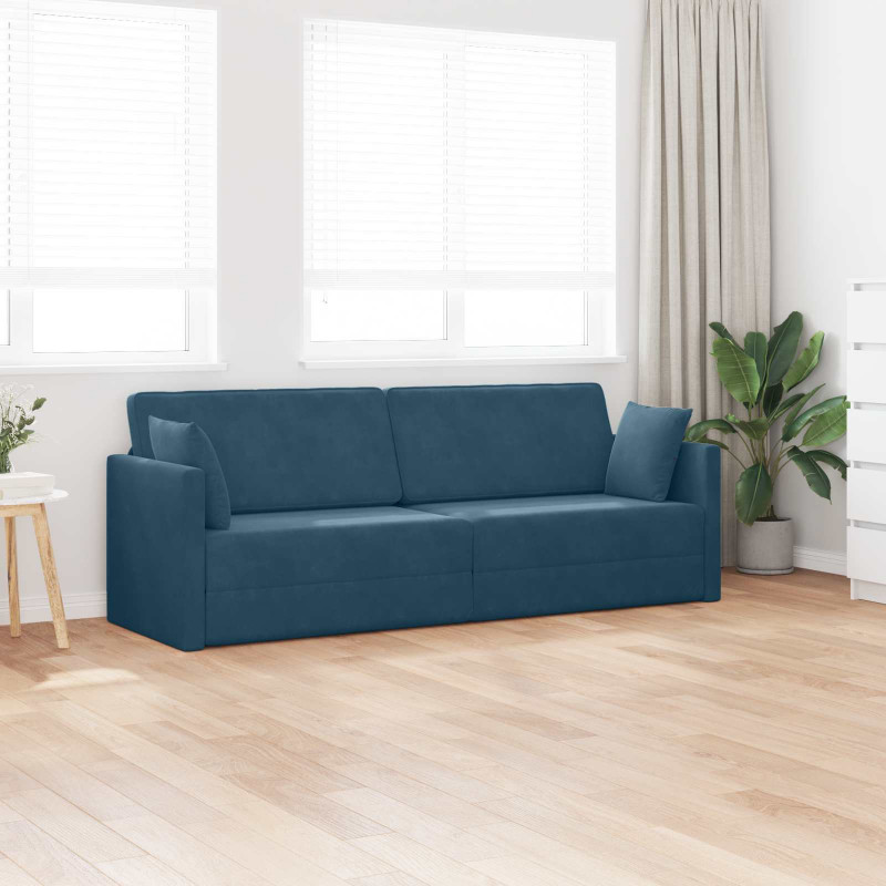 Sofa podłogowa z funkcją spania 200cm Niebieski Aksamit