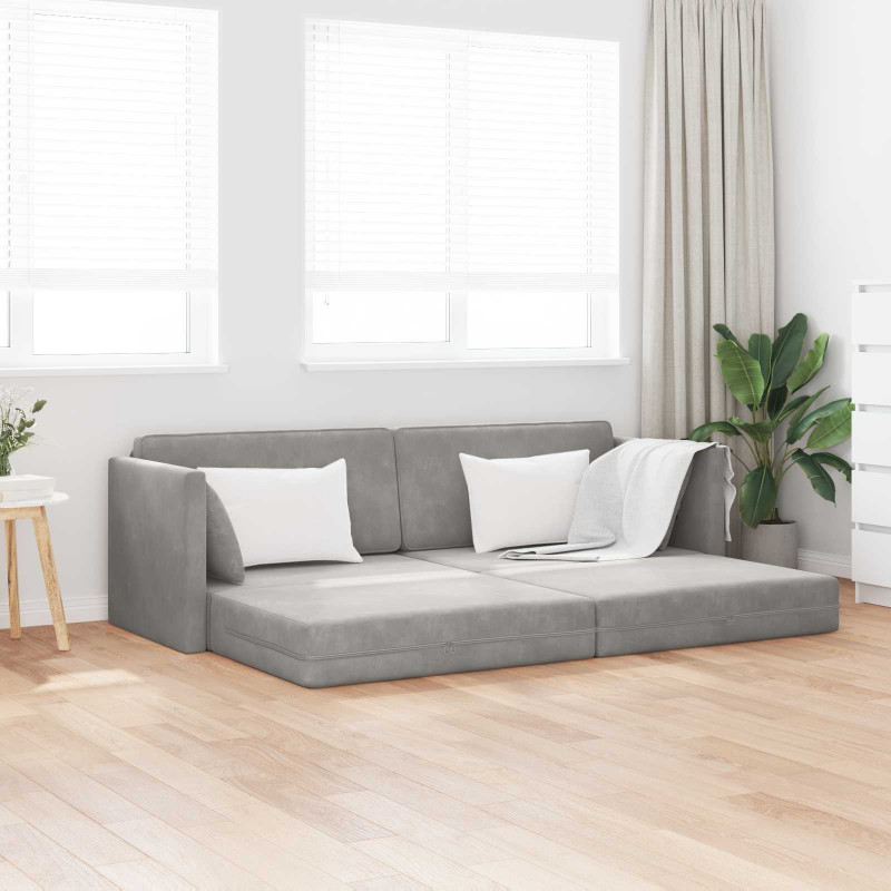 Sofa podłogowa z funkcją spania 200cm Jasnoszary Aksamit