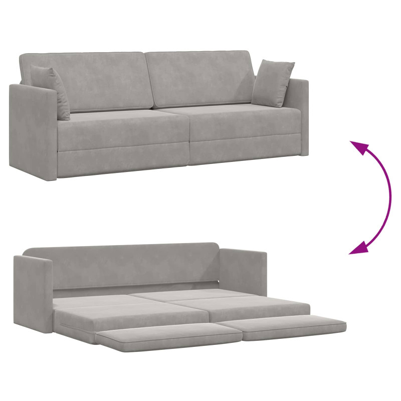 Sofa podłogowa z funkcją spania 200cm Jasnoszary Aksamit