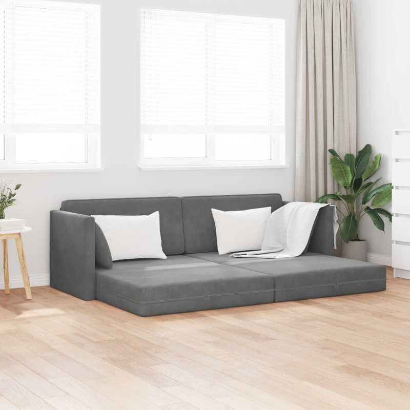 Sofa podłogowa z funkcją spania 200cm Ciemnoszary Aksamit