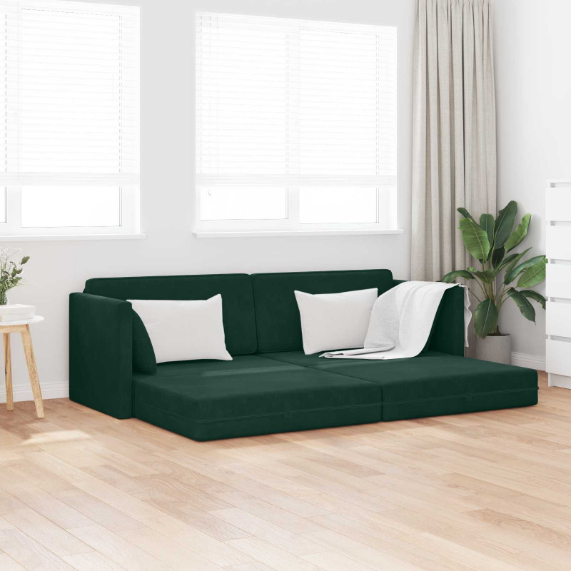 Sofa podłogowa z funkcją spania 200cm Ciemna zieleń Aksamit