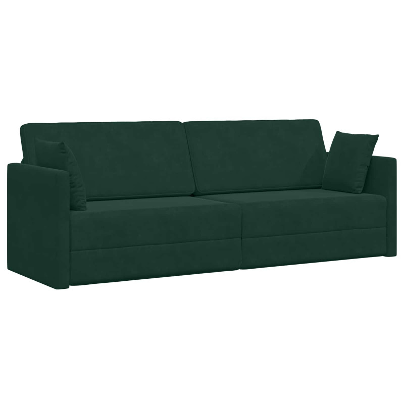 Sofa podłogowa z funkcją spania 200cm Ciemna zieleń Aksamit